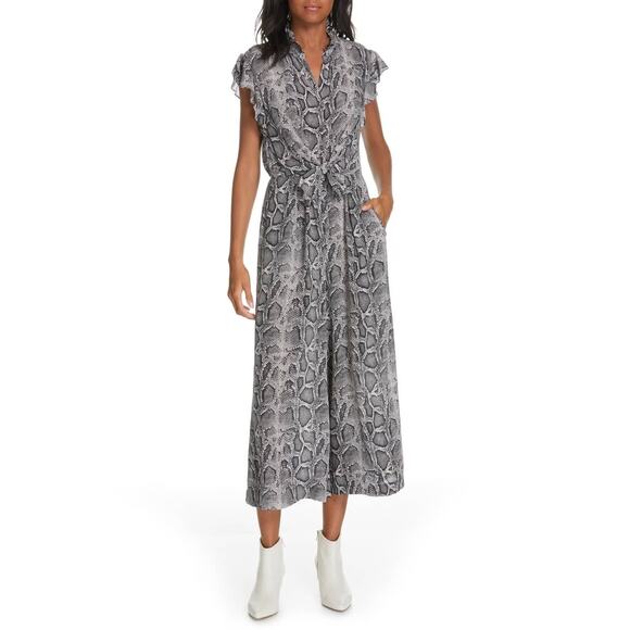Rebecca Taylor Snake Print Silk Jumpsuit - Picture 1 of 9